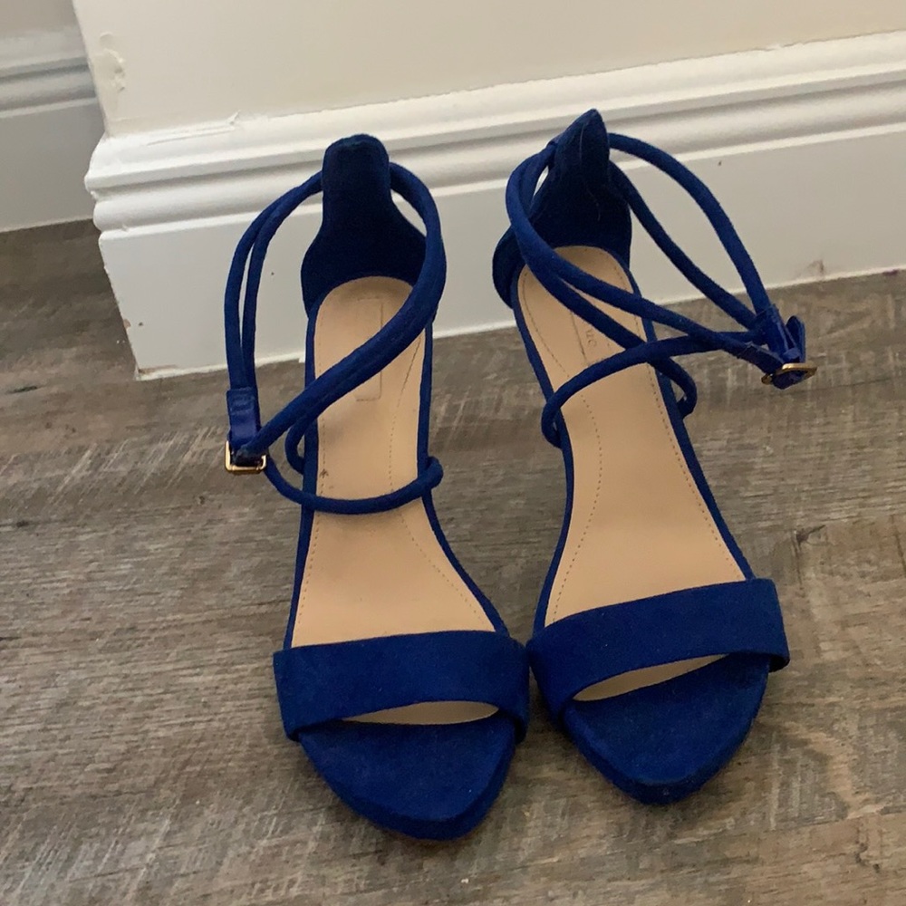 Zara Trafaluc ankle strap royal blue heels